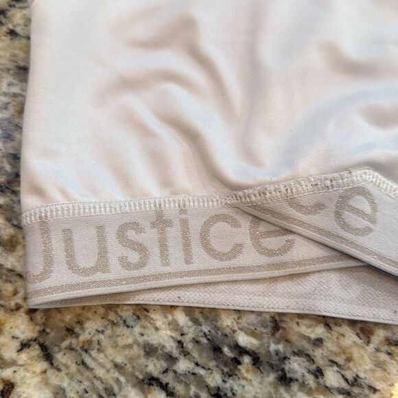 Justice White Tank Top sports bra with Logo Band size 28 - Picture 3 of 4